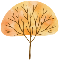 albero autunnale con foglie gialle illustrazione ad acquerello per elemento decorativo png