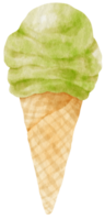 Icecream cone watercolor illustration for Summer Decorative Element png