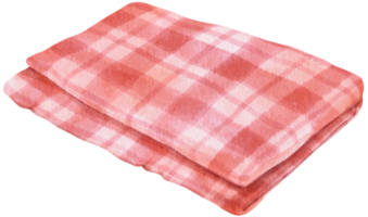 Red Checkered Beach towel picnic blanket in watercolor png