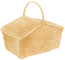 illustrazione dell'acquerello del cestino da picnic in rattan vintage per elemento decorativo estivo png