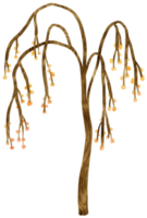 árbol de otoño con hojas amarillas ilustración acuarela para elemento decorativo png