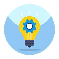 Gear inside light bulb, icon of idea generation vector