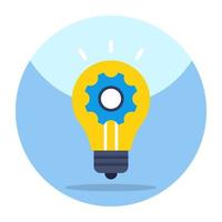 Gear inside light bulb, icon of idea generation vector