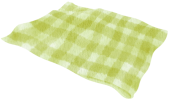 serviette de plage à carreaux verts et couverture de pique-nique aquarelle png