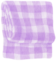 lila rutig strandhandduk picknickfilt i akvarell png
