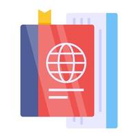 Flat design icon of passport, editable vector