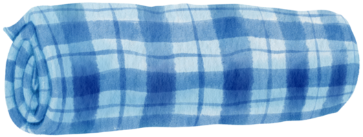 Blue Checkered Beach towel and picnic blanket in watercolor png