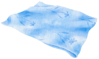 blå strandhandduk och picknickfilt akvarellillustration png