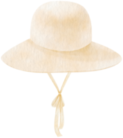 Cute White Straw Hat watercolor illustration for Summer Decorative Element png