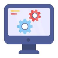 engranajes dentro del monitor, icono de configuración del sistema vector