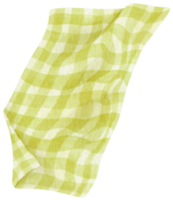 serviette de plage à carreaux verts et couverture de pique-nique aquarelle png