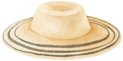 chapeau de paille illustration aquarelle pour élément de tenue de mode png