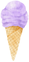illustration aquarelle de cône de glace taro pour élément décoratif d'été png