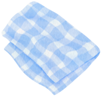 Blue Checkered Beach towel and picnic blanket in watercolor png
