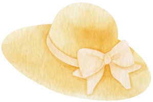 illustrazione dell'acquerello del cappello di paglia giallo carino per elemento decorativo estivo png