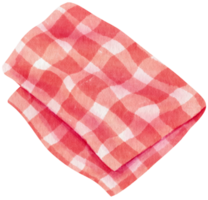 Red Checkered Beach towel picnic blanket in watercolor png