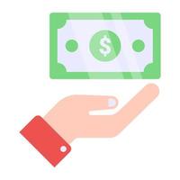 Hand giving money icon in flat design vector