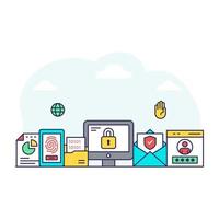 A colored design illustration of locked computer vector