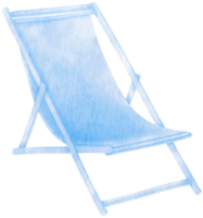 Blue beach chair watercolor illustration for Summer Decorative Element png