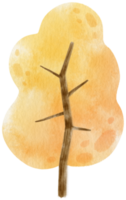 árbol de otoño con hojas amarillas ilustración acuarela para elemento decorativo png