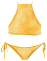 costumi da bagno bikini gialli stile acquerello per elemento decorativo estivo png