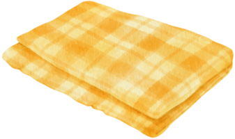 yellow Checkered Beach towel picnic blanket in watercolor png