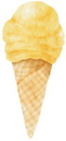 Mango Icecream cone watercolor illustration for Summer Decorative Element png