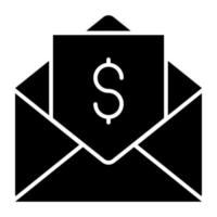 Money envelope icon in solid design vector