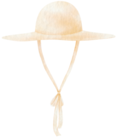 illustrazione dell'acquerello del cappello di paglia bianco carino per elemento decorativo estivo png