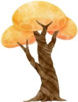 höstträd med gula löv akvarell illustration för dekorativt element png