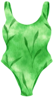 groene eendelige bikini badpakken in aquarel strand item png