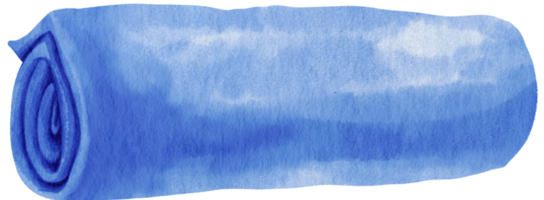 blauwe strandlaken en picknickdeken aquarel illustratie png