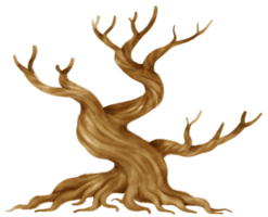 illustrazione dell'acquerello dell'albero secco dell'albero morto senza foglie per elemento decorativo png