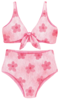 Pink two piece bikini swimsuits watercolor style for Decorative Element png