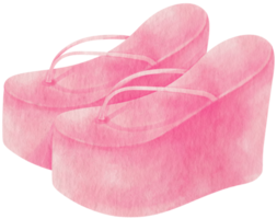 illustrazione dell'acquerello di sandali rosa per elemento decorativo estivo