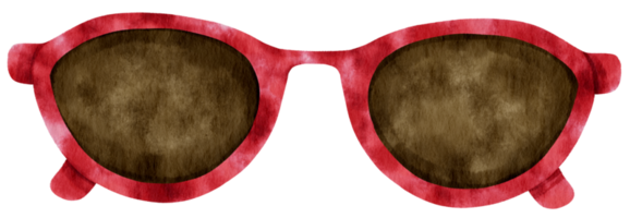 röda solglasögon i akvarell för sommarmodeelement png