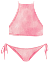 Pink two piece bikini swimsuits watercolor style for Decorative Element png