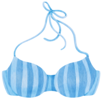 Blue stripes bikini swimsuits watercolor style for summer decorative element png