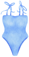 traje de baño bikini azul de una pieza estilo acuarela para elemento decorativo de verano png