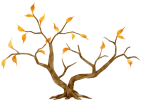 arbre d'automne avec illustration aquarelle de feuilles jaunes pour élément décoratif