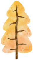 albero autunnale con foglie gialle illustrazione ad acquerello per elemento decorativo png