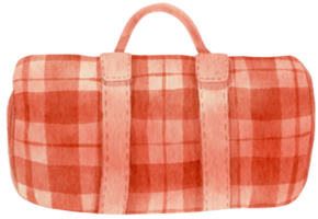 Red Checkered Beach towel picnic blanket in watercolor png