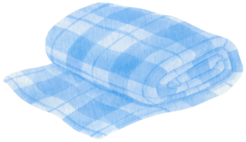 Blue Checkered Beach towel and picnic blanket in watercolor png