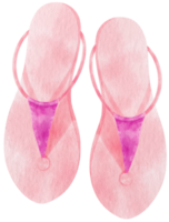 sandales roses illustration aquarelle pour élément décoratif d'été png