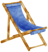 illustration aquarelle de chaise de plage en bois bleu pour élément décoratif d'été