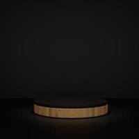 Wooden 3d rendering stage podium display for product presentation with focus light photo