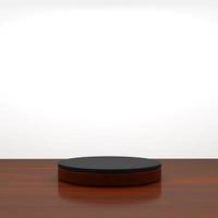 3d rendering of wooden stage podium and wooden floor display for product presentation photo