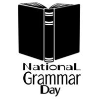 día nacional de la gramática, silueta de un libro abierto, diccionario, referencia, etc. vector