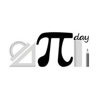 Pi Day, idea for a poster or postcard with a thematic lettering and rulers of various shapes vector