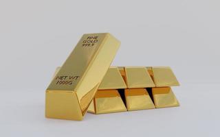 Gold bars and Financial concept,3d rendering,conceptual image. fine gold isolated on white background. photo